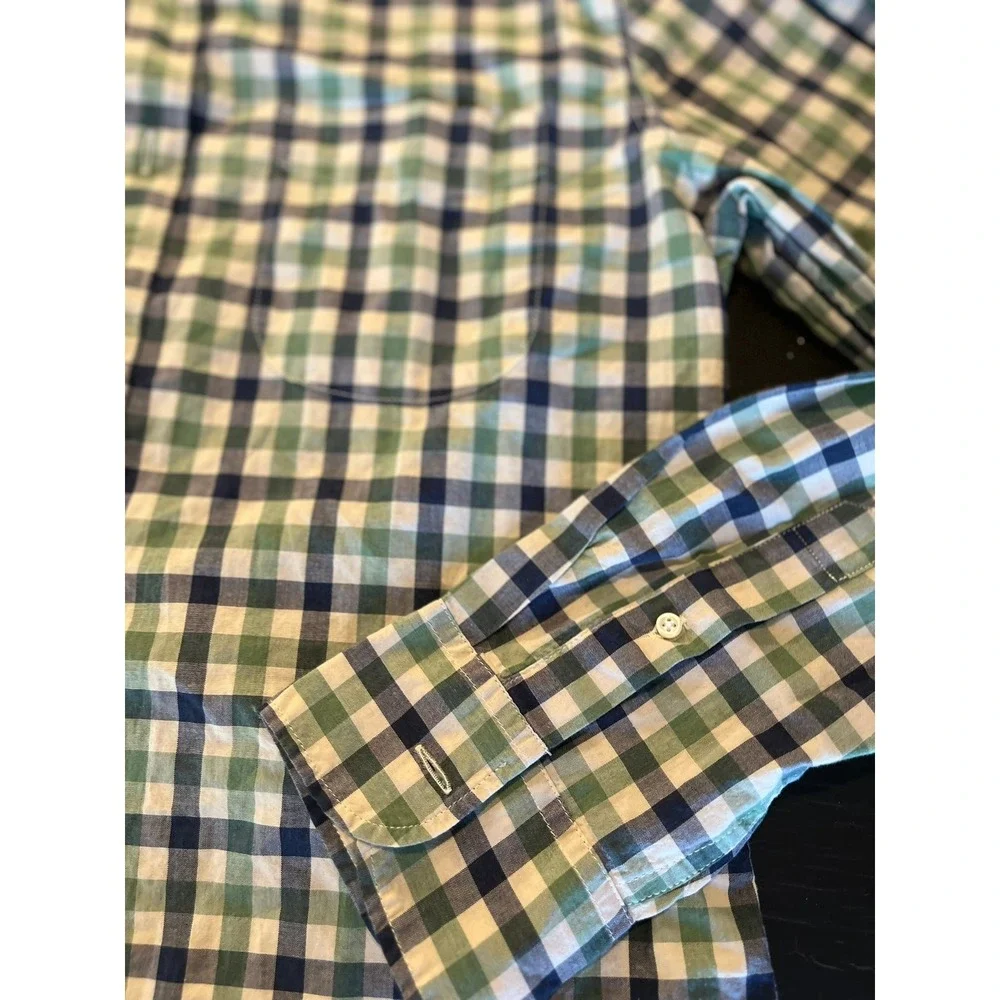 J Crew Slim Fit Organic Cotton Stretch Gingham Button Down Shirt‎ Mens Medium